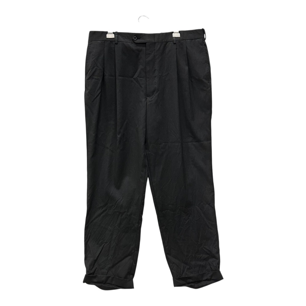 Vintage 90s Corbin Mens 38x29.5 Black Wool Pleated Dress Pants Made Chile